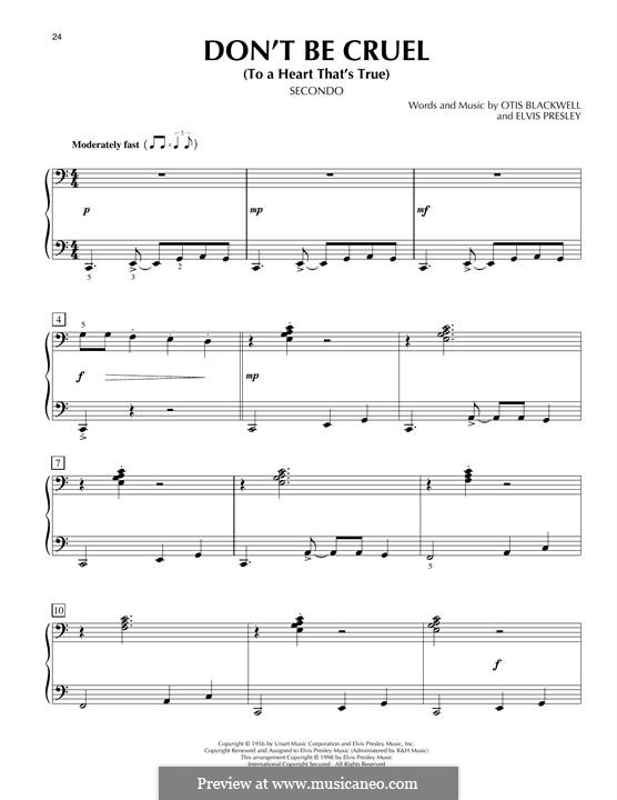 Don't Be Cruel: para piano de quadro mãos by Elvis Presley, Otis Blackwell