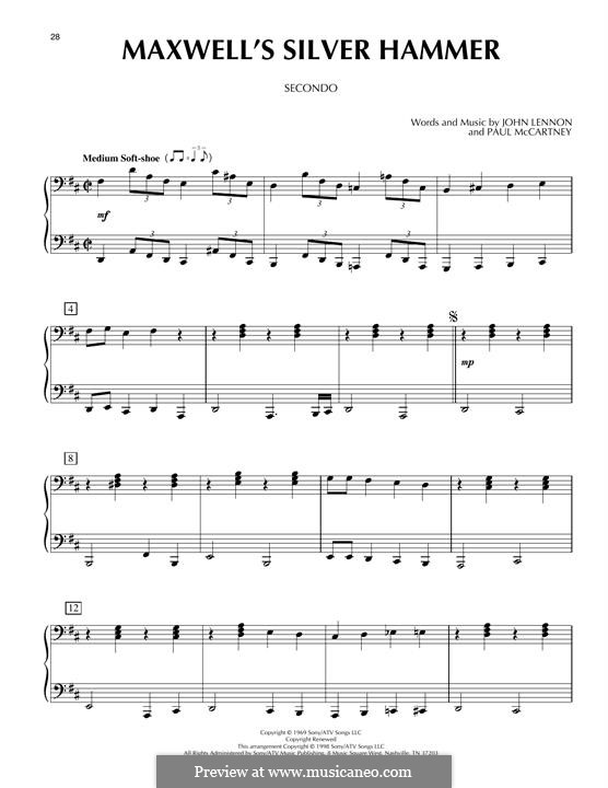 Maxwell's Silver Hammer (The Beatles): para piano de quadro mãos by John Lennon, Paul McCartney