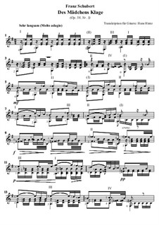 Des Mädchens Klage (The Maiden's Lament), D.191 Op.58 No.3: Para Guitarra by Franz Schubert