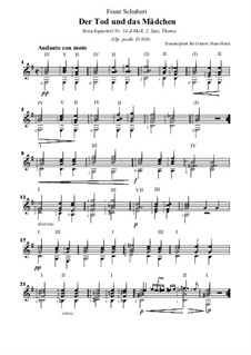 String Quartet No.14 in D Minor 'Death and the Maiden', D.810: Para Guitarra by Franz Schubert