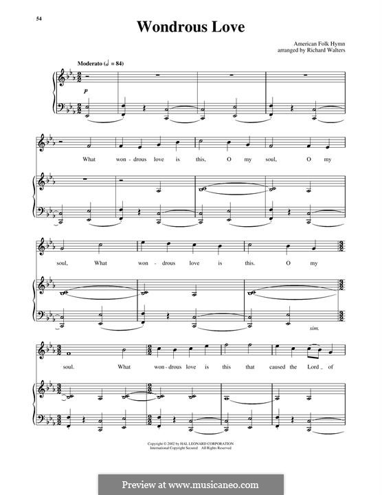 Wondrous Love: Para vocais e piano by folklore