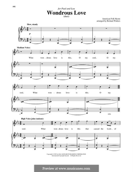 Wondrous Love: Para vocais e piano by folklore