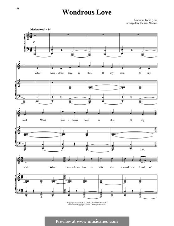 Wondrous Love: Para vocais e piano by folklore