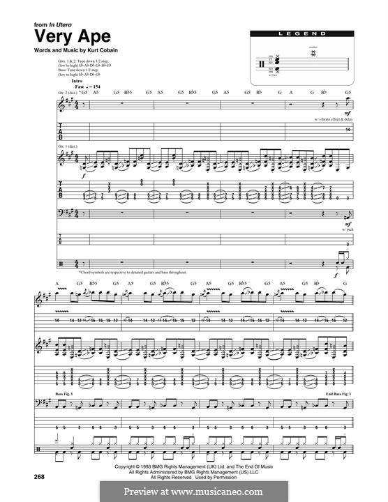 Very Ape (Nirvana): Transcribed score by Kurt Cobain