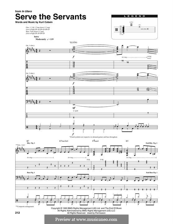 Serve the Servants (Nirvana): Transcribed score by Kurt Cobain