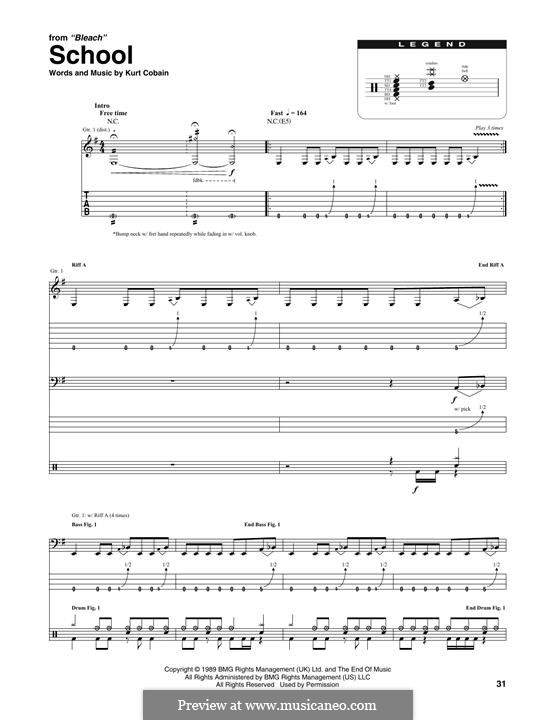 School (Nirvana): Transcribed score by Kurt Cobain