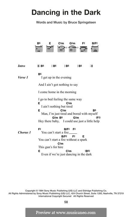 Dancing in the Dark: Lyrics and guitar chords by Bruce Springsteen