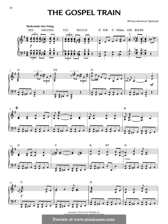 The Gospel Train: For piano (jazz version) by folklore