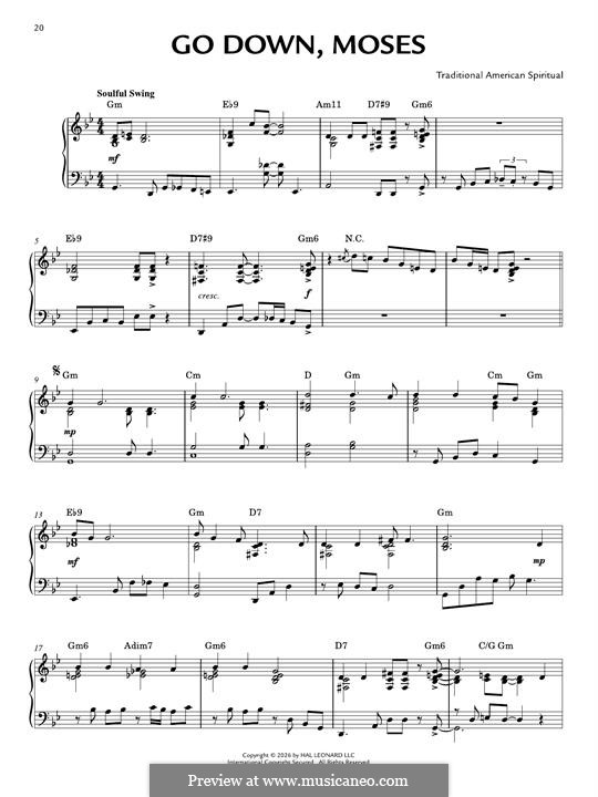 Go Down Moses: For piano (jazz version) by folklore
