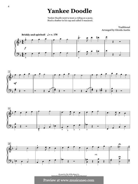Yankee Doodle: Para Piano by folklore