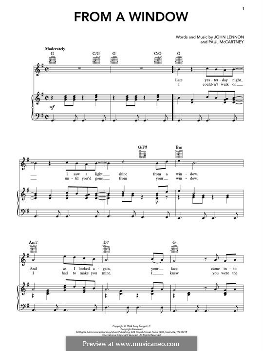 From a Window (The Beatles): Para vocais e piano (ou Guitarra) by John Lennon