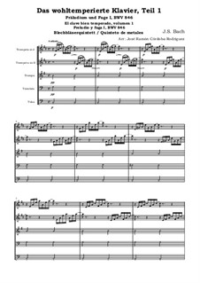 Prelude and Fugue No.1 in C Major, BWV 846: Para Quinteto de metais by Johann Sebastian Bach