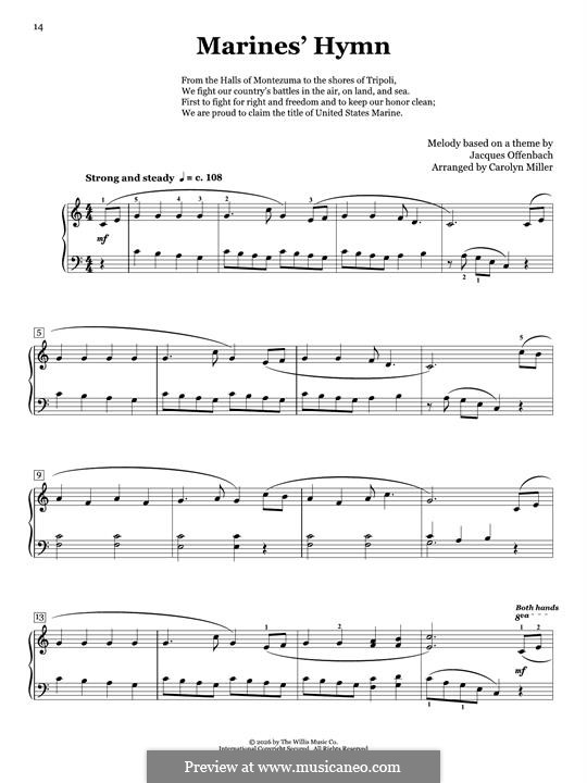 Marine's Hymn: Para Piano by Jacques Offenbach