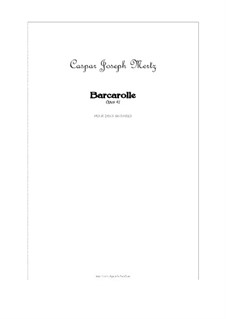 Barcarole for Two Guitars, Op.41: Partitura completa by Johann Kaspar Mertz