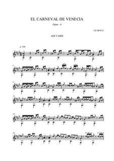 Le Carneval de Venice, Op.6: Para Guitarra by Johann Kaspar Mertz