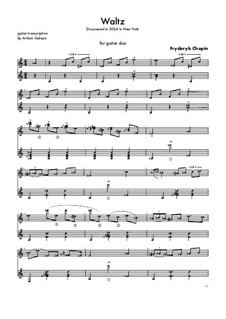Waltz in A Minor, B.150 KK IVb/11: For guitar duo by Frédéric Chopin