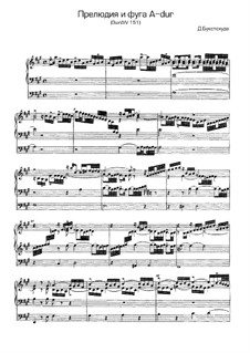 Prelude for Organ in A Major, BuxWV 151: para um único musico (Editado por H. Bulow) by Dietrich Buxtehude