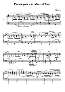 Pavane pour une infante défunte (Pavane for a Dead Princess), M.19: Para Piano by Maurice Ravel