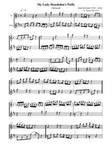My Lady Hunsdon's Puffe: For flute and alto saxophone by John Dowland