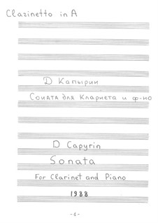 Sonata for Clarinet and Piano: parte Solo by Dmitri Capyrin