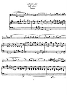 Three Albumleaves, BV 289: No.1, score for flute and piano, solo part by Ferruccio Busoni