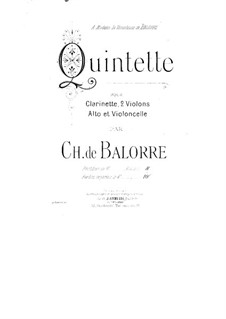Quintet for Clarinet and Strings: parte violoncelo by Charles de Balorre