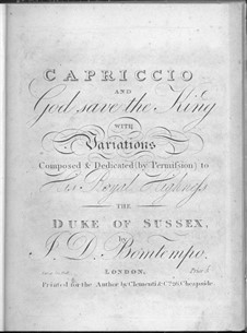 Capriccio and God Save the King with Variations, Op.8: Capriccio and God Save the King with Variations by João Domingos Bomtempo
