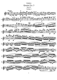 String Quartet No.3 in B Flat Major, Op.67: violino parte I by Johannes Brahms