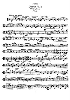String Quartet No.2 in A Minor, Op.51: parte viola by Johannes Brahms