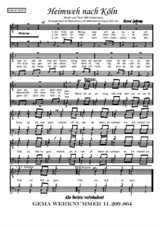 Niederrheinisch: Heimweh nach Köln (Baßsolo + MCH), Op.303: Niederrheinisch: Heimweh nach Köln (Baßsolo + MCH) by Willi Ostermann