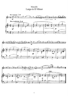 Largo in D Minor for Flute and Piano: partitura e partes by Benedetto Marcello