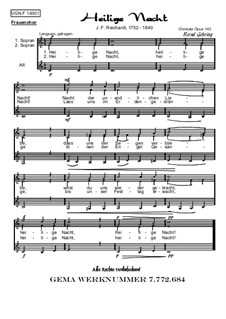 Weihnachtliches, Op.143: Nr.1 Heilige Nacht (FCH) by Johann Friedrich Reichardt