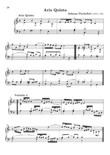Hexachordum Apollinis (Six Strings of Apollo): Aria quinta by Johann Pachelbel