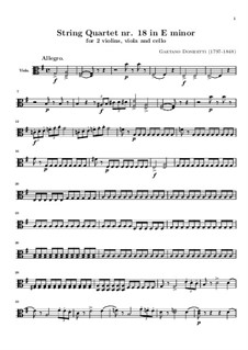 String Quartet No.18 in E Minor: parte viola by Gaetano Donizetti