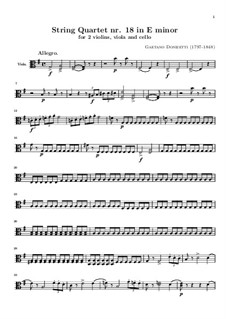 String Quartet No.18 in E Minor: parte viola by Gaetano Donizetti