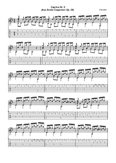 Six Caprices, Op.26: No.5 with tablature by Matteo Carcassi