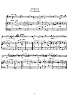 Sarabande: Score for flute and piano, solo part by Johann Mattheson