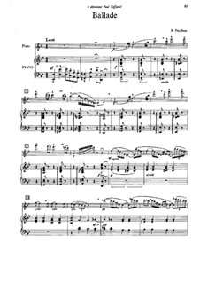 Ballade for Flute, Harp and Orchestra: versão para flauta e piano by Albert Périlhou