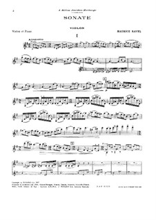 Sonata for Violin and Piano No.2 in G Major, M.77: Parte de solo by Maurice Ravel