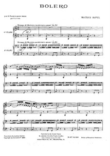 Bolero, M.81: dois pianos de quatro mãos by Maurice Ravel
