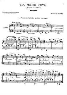 Ma mère l'oye (Mother Goose). Suite, M.60: No.1 Pavane de la belle au bois dormant (Pavane of the Sleeping Beauty in the Wood), for piano by Maurice Ravel