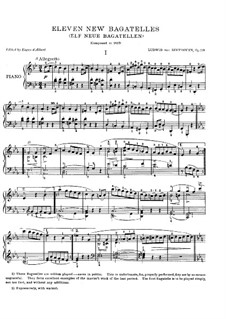 Eleven New Bagatelles for Piano, Op.119: Bagatelle No.1 (with fingering) by Ludwig van Beethoven