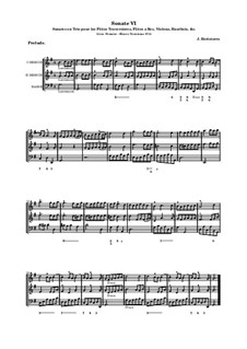 Sonates en trio pour les flûtes traversières et a bec, violon, hautbois et basso continuo, Op.3: Sonata No.6 by Jacques-Martin Hotteterre