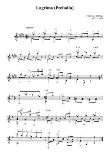 Lagrima. Prelude por F. Tárrega - Partituras on músicaNeo