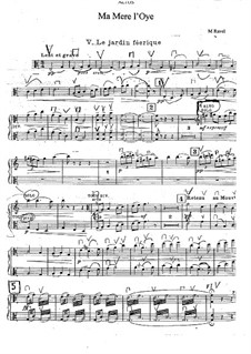 Ma mère l'oye (Mother Goose). Suite, M.60: No.5 Le jardin féerique (The Fairy Garden) for orchestra – violas part by Maurice Ravel