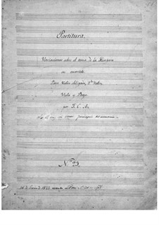 Variations on Hungarian Theme for String Quartet, Op.23: Variations on Hungarian Theme for String Quartet by Juan Crisóstomo de Arriaga