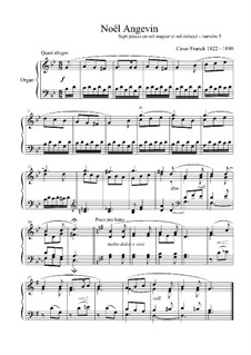 L'Organiste. Fifty-Nine Pieces for Harmonium: Piece No.5 in G Minor 'Noël Angevin' by César Franck