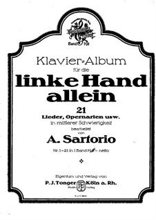 Album for the Left Hand Alone: set completo by Robert Schumann, Carl Maria von Weber, Richard Wagner, Gaetano Donizetti, Giacomo Meyerbeer, Adrien Boieldieu, folklore, Friedrich von Flotow, Albert Lortzing, Max Filke