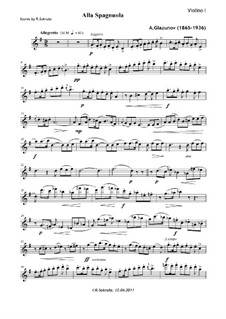 Five Novelettes for String Quartet, Op.15: Novelette No.1 'Alla Spagnuola' – parts by Alexander Glazunov