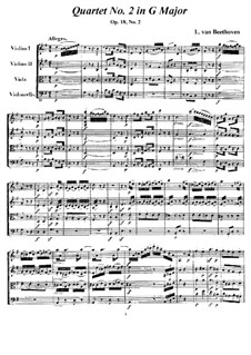 Quartet No.2 in G Major: todas as partes e partituras by Ludwig van Beethoven